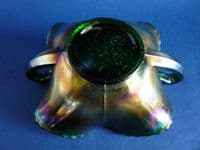 Fenton Green Carnival Glass 'Lotus and Grape' Two Handled Bonbon Dish