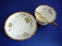 Fielding's Crown Devon 'Violets' Moustache Cup and Saucer c1898