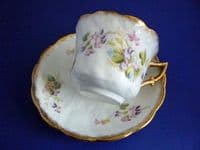 Fielding's Crown Devon 'Violets' Moustache Cup and Saucer c1898