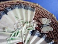Fine Aesthetic Movement Majolica 'Butterfly and Fan' Plate c1880
