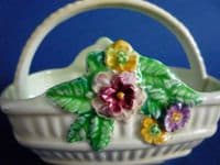 Fine Carlton Ware Yellow Sussex Trug Style 'Flowers and Basket' Posy Holder c1939