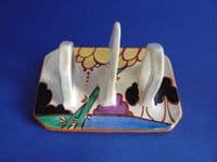 Fine Clarice Cliff Fantasque Bizarre 'Summerhouse' Conical Toast Rack c1931