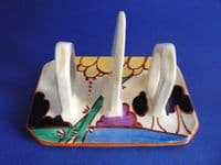 Fine Clarice Cliff Fantasque Bizarre 'Summerhouse' Conical Toast Rack c1931