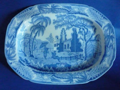 Fine Davenport 'Chinoiserie Ruins' Pearlware Meat Platter c1810 (Sold)