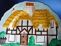 Fine Hancock's Art Deco 'Ivory Ware' Thatched Cottage Plate c1930
