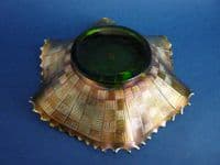 Fine Northwood 'Fruits and Flowers' Green Carnival Glass Bowl
