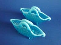 Fine Pair of Greener 'Royal Jubilee' Blue Opalescent Pearline Glass Posy Baskets c1890