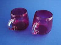 Fine Pair of Late Victorian Cranberry Glass Punch Cups c1890 (Sold)