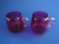 Fine Pair of Late Victorian Cranberry Glass Punch Cups c1890 (Sold)