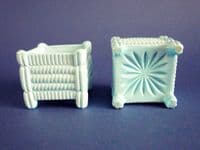 Fine Pair of Sowerby Turquoise Vitro-Porcelain Glass Posy Vases c1875