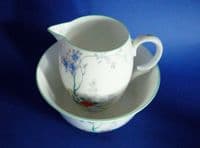 Fine Shelley 'Fence and Stream' Empire Shape Milk Jug and Sugar Bowl c1930