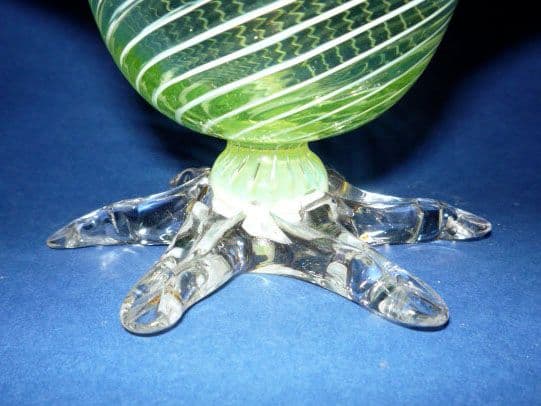 Fine Thomas Webb Striped Vaseline Glass bowl c1880 Sold