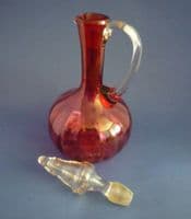 Fine Victorian Cranberry Glass Wine Jug with Stopper c1890