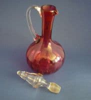 Fine Victorian Cranberry Glass Wine Jug with Stopper c1890