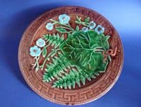 Fine Victorian Majolica Fern and Flower Plate c1880