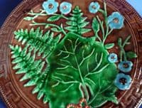 Fine Victorian Majolica Fern and Flower Plate c1880