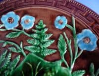 Fine Victorian Majolica Fern and Flower Plate c1880
