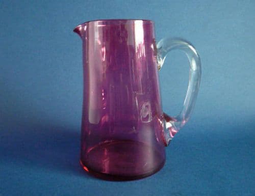 Fine Victorian Straight Sided Antique Cranberry Glass Jug c1890