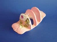 Fine Vintage Grimwades Royal Winton Pink 'Petunia' 3 Bar Toast Rack c1945