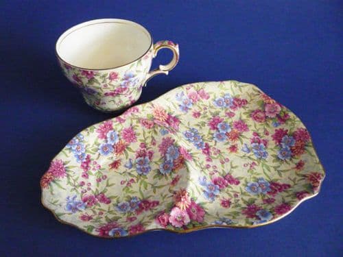 Fine Vintage Royal Winton 'Mayfair' Chintz Tennis Cup and Saucer c1951