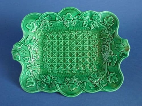 Fine Wedgwood Green Majolica 'Vine and Oak Leaf' Rectangular Dish c1870 (Sold)
