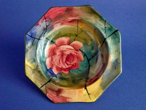 Fine Wemyss Ware Jazzy 'Cabbage Rose' Octagonal Bowl c1925 #1
