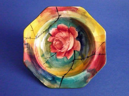 Fine Wemyss Ware Jazzy 'Cabbage Rose' Octagonal Bowl c1925 #2