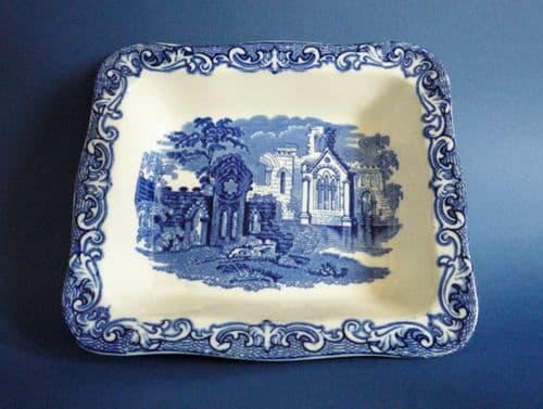 George Jones Blue and White 'Abbey' Ware Double Shredded Wheat Dish c1938 (Sold)
