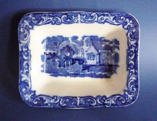 George Jones Blue and White 'Abbey' Ware Single Shredded Wheat Dish c1939 #1