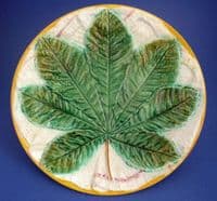 George Jones 'Chestnut Leaf on White Napkin' Majolica Plate c1865 #2