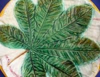 George Jones 'Chestnut Leaf on White Napkin' Majolica Plate c1865 #2