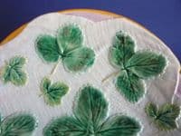 George Jones 'Strawberry Leaves on White Napkin' Majolica Plate c1870