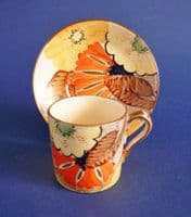 Gray's Pottery Art Deco Floral Design A2112 Coffee Can and Saucer c1934 (Sold)