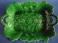 Green Majolica 'Poppy and Scrolling Leaf' Serving Dish c1860 (Sold)