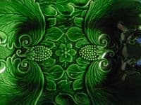 Green Majolica 'Poppy and Scrolling Leaf' Serving Dish c1860 (Sold)
