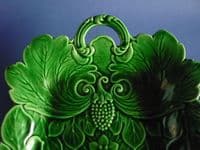 Green Majolica 'Poppy and Scrolling Leaf' Serving Dish c1860 (Sold)