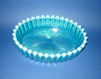 Greener Blue Opalescent Pearline Glass 'Bridesmaid' Oval Dish c1890