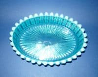 Greener Blue Opalescent Pearline Glass 'Bridesmaid' Oval Dish c1890