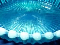 Greener Blue Opalescent Pearline Glass 'Bridesmaid' Oval Dish c1890