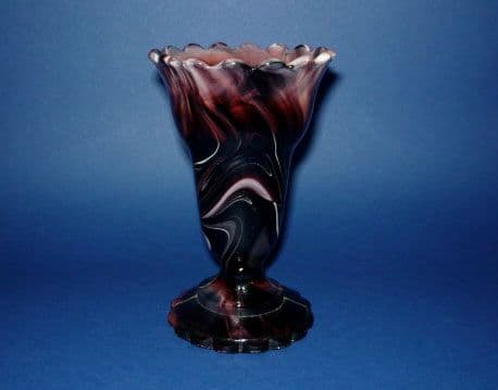 Greener Purple Malachite Slag Glass Trumpet Vase c1880