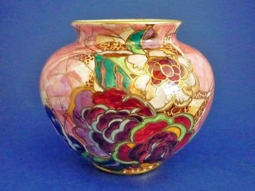 Grimwade's Royal Winton 'Crazy Paving' Pink Lustre Claudine Vase c1936 (Sold)