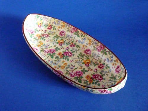 Grimwades Royal Winton 'Clevedon' Chintz Canoe Shaped Dish c1935