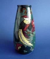 Hand Painted Decoro Pottery Art Nouveau 'Bird of Paradise' Vase c1920