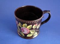 Hand Painted Staffordshire Copper Lustre Pottery Mug c1840 (Sold)