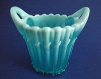 Henry Greener Blue Opalescent Pearline Glass 'Willow Reed' Basket c1890