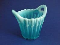Henry Greener Blue Opalescent Pearline Glass 'Willow Reed' Basket c1890
