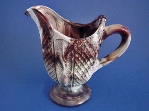 Henry Greener Purple Malachite Slag Glass 'Lattice Panel' Jug c1885