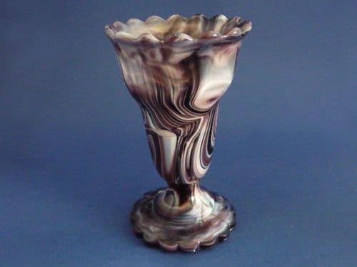 Henry Greener Purple Malachite Slag Glass Trumpet Vase c1880 #2 (Sold)