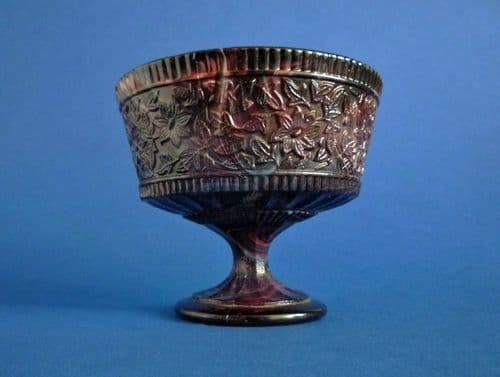 Henry Greener Purple Slag Glass 'Floral Band' Pedestal Bowl c1880