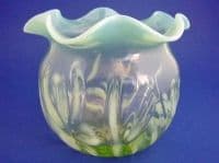 John Walsh Walsh Opalescent 'Iris' Vaseline Glass Posy Bowl c1900